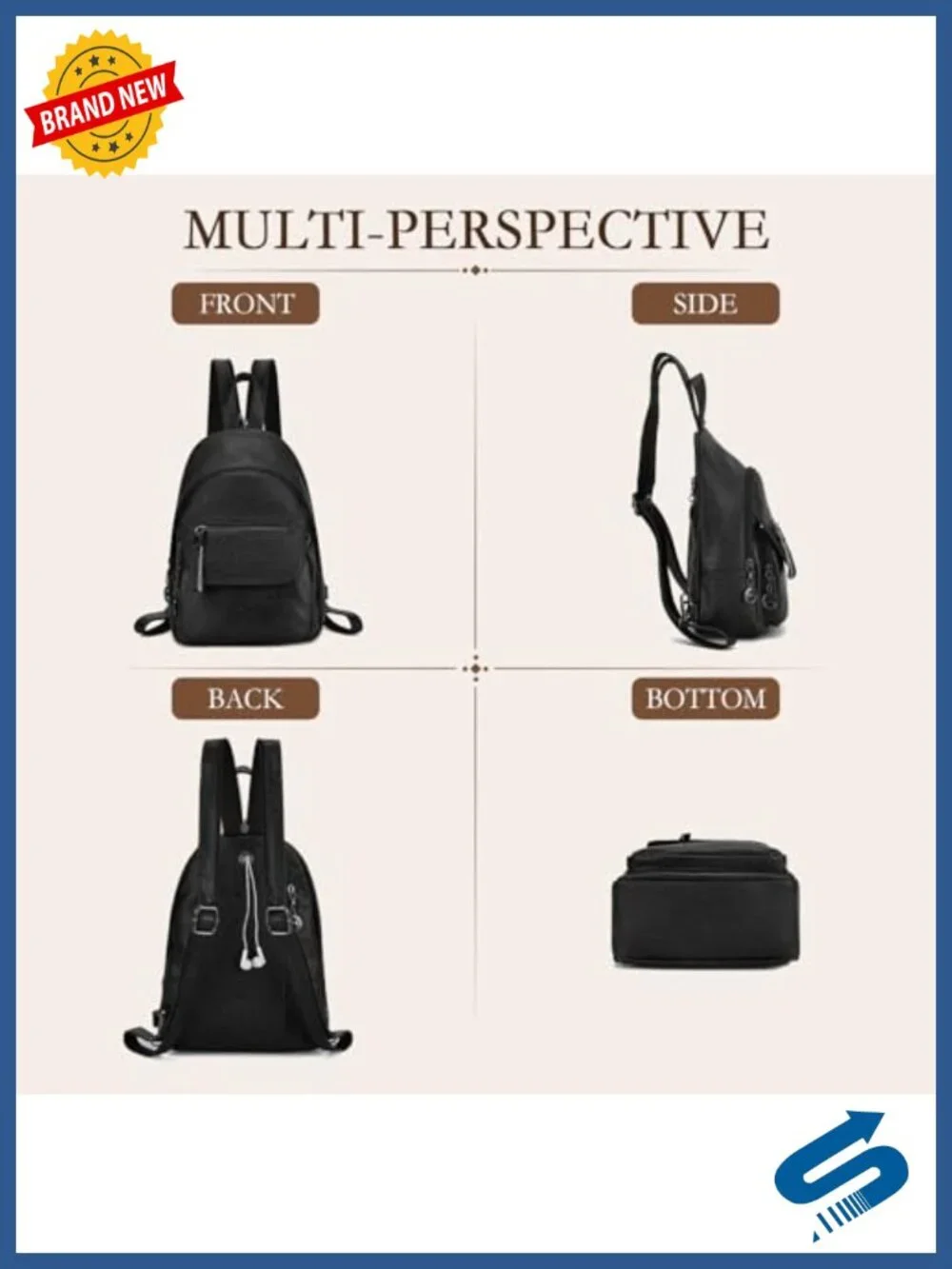 Small Convertible PU Leather Backpack Purse for Women - Sling Bag